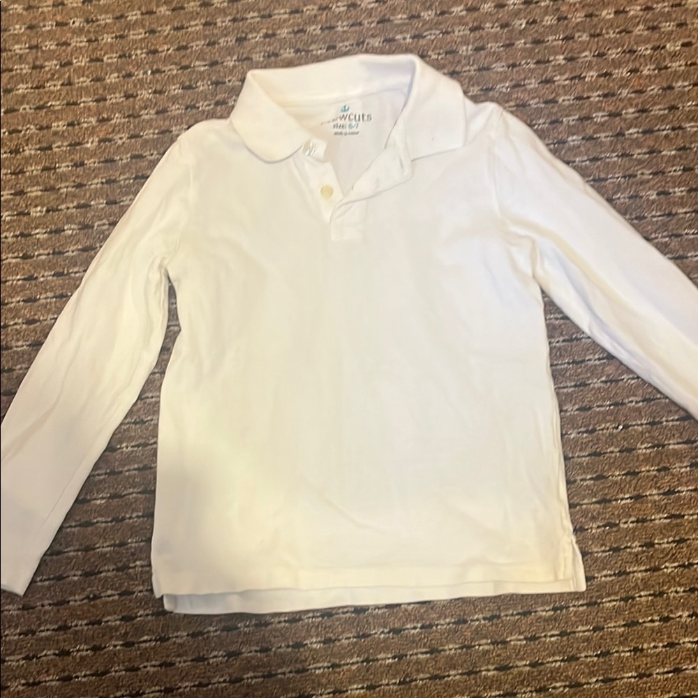 Crewcuts boys white polo shirt long sleeve size 6-7